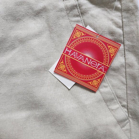 Havanera Drawstring Linen Blend Pants Womens 4XL Ivory Wide Leg Baggy New NWT - Picture 4 of 5